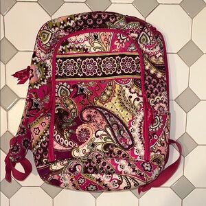 Vera Bradley Pink and Green Quilted Backpack